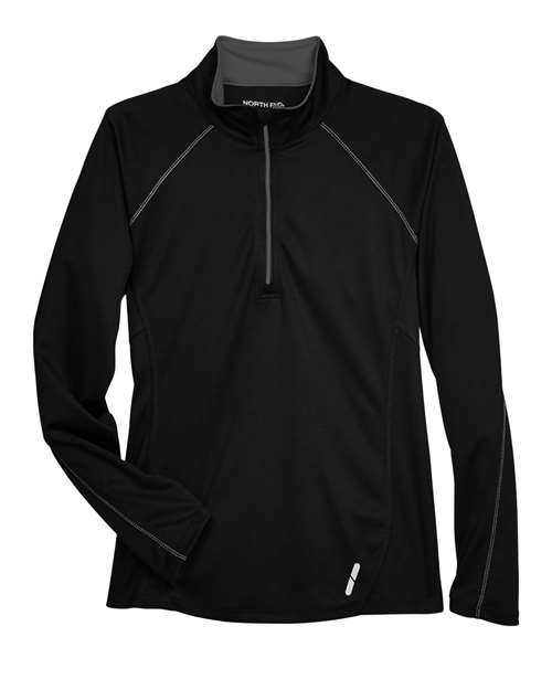 North End Women's Radar Performance Quarter-Zip Pullover in Black, front view