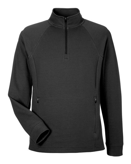 North End Men's Rhythm Waffle Quarter-Zip Pullover in Black