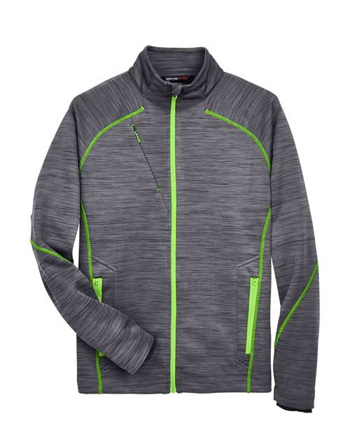North End Men's Flux Mélange Bonded Fleece Jacket in Carbon/Acid Green, front view