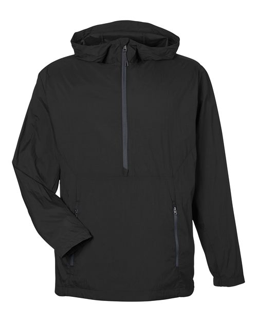 North End Men's Aura Lightweight Packable Anorak in Black/Carbon
