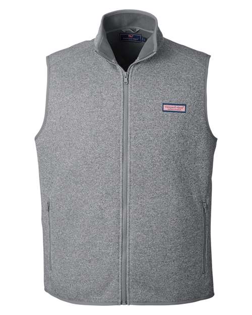 vineyard vines Men's Mountain Sweater Fleece Vest in Grey Heather, front view
