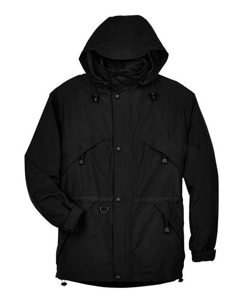 North End Men's 3-in-1 Parka with Dobby Trim in Black