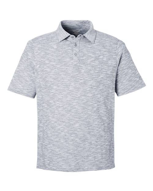 North End Men's Eclipse Jacquard Polo in Black Heather, front view