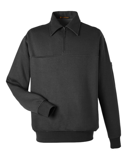 Harriton Unisex ClimaBloc™ Heavyweight Tactical Quarter-Zip Pullover in Black