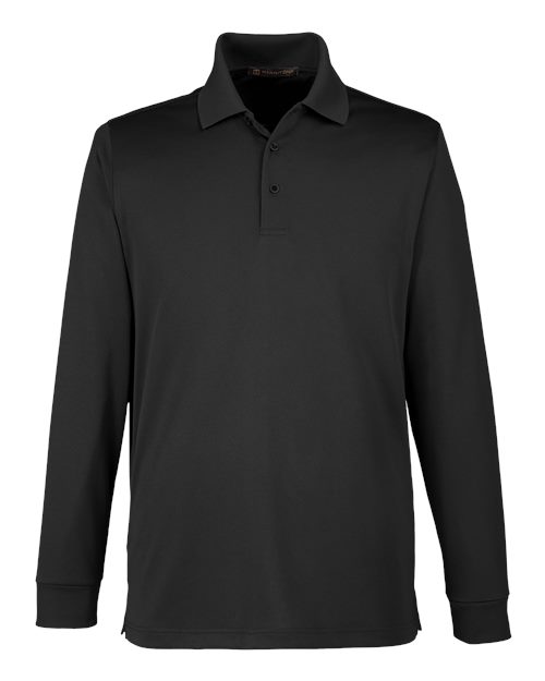 Harriton Men's Tall Advantage Long Sleeve Snag Protection Plus IL Polo in Black