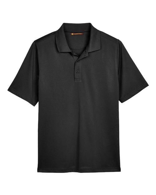 Harriton Men's Tall Advantage Snag Protection Plus IL Polo in Black, front view