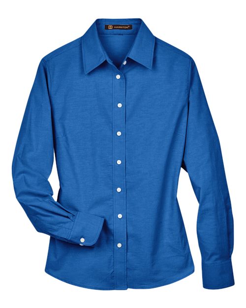 Harriton Women's Oxford Dress Shirt in French Blue