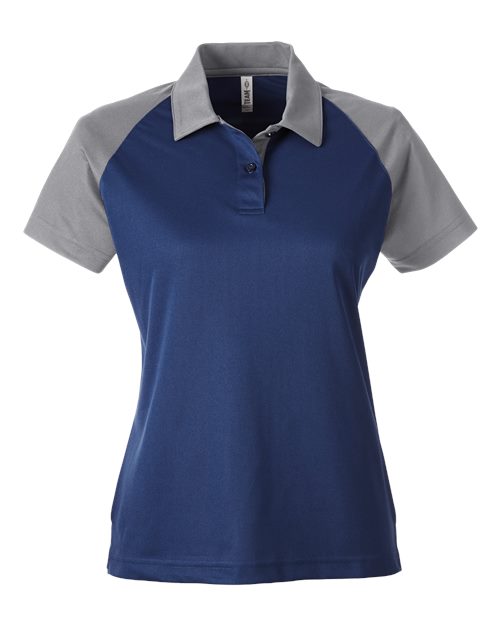 Team 365 Women's Command Snag-Protection Colorblock Polo in Sport Dark Navy/Sport Graphite, front view