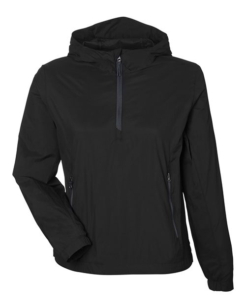 North End Women's Aura Lightweight Packable Anorak in Black/Carbon, front view