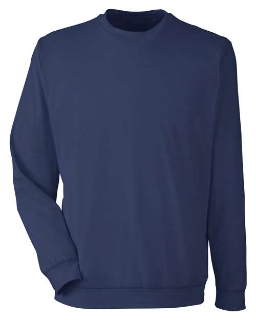 Puma Golf Men's Cloudspun Crewneck Sweatshirt in Navy Blazer Heather, front view