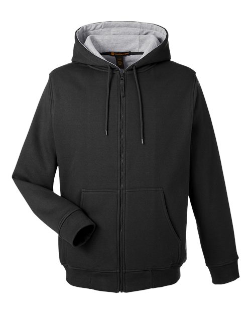 Harriton Unisex ClimaBloc™ Lined Heavyweight Hooded Sweatshirt in Black