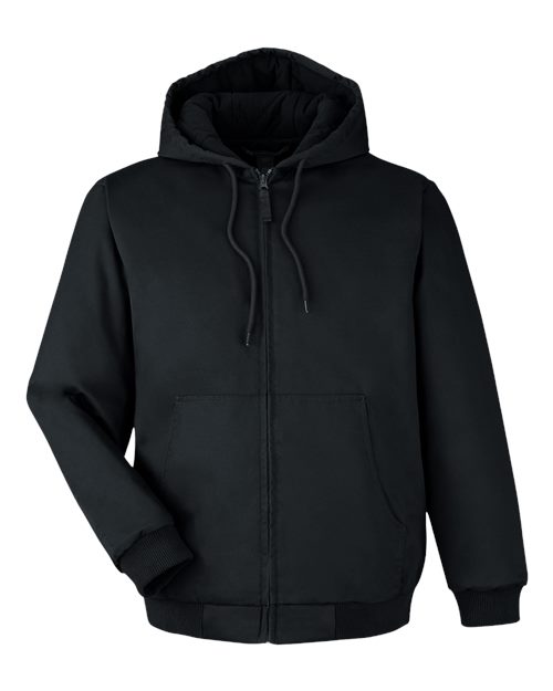 Harriton Unisex ClimaBloc® Heavyweight Hooded Full-Zip Jacket in Black, front view