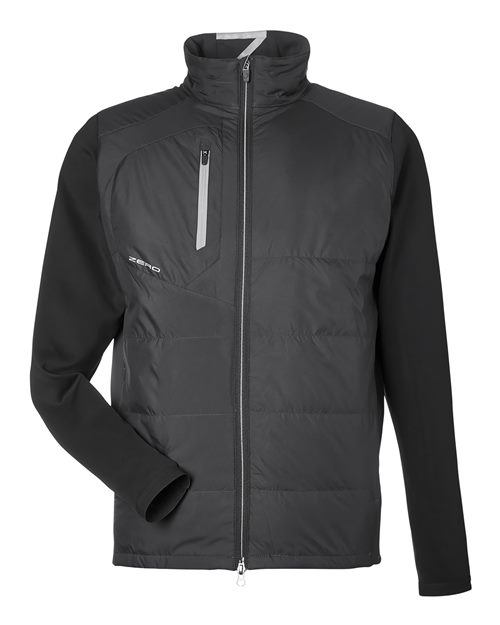 Zero Restriction Men's Lightweight Hybrid Jacket in Black, front view