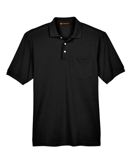 Harriton Men's Easy Blend™ Polo with Pocket in Black