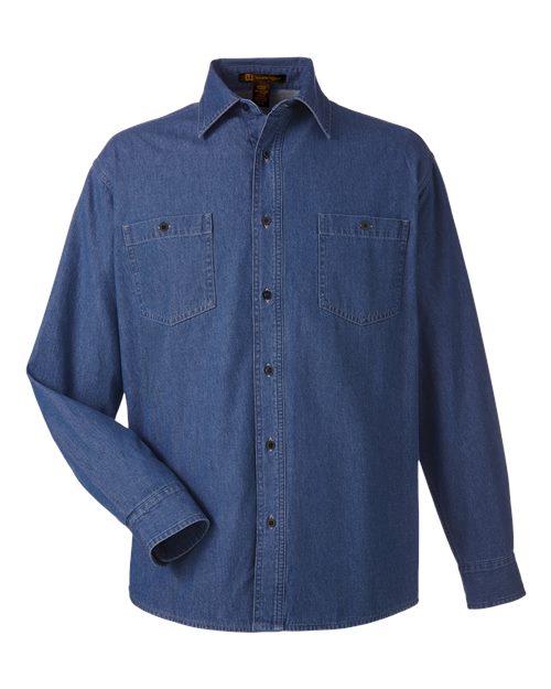 Harriton Unisex Denim Shirt Jacket in Dark Denim, front view