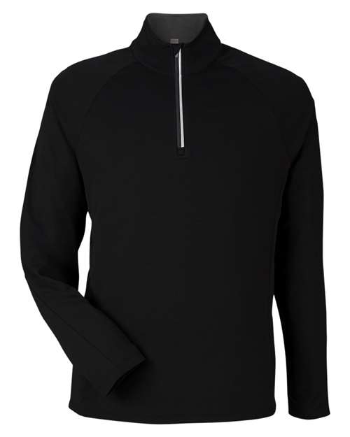 CORE365 Men's Origin Performance Pique Quarter-Zip Pullover in Black/Carbon, front view