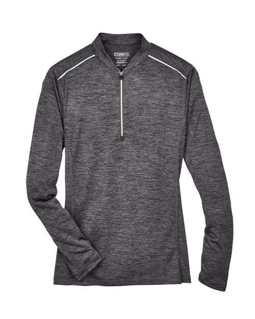CORE365 Women's Kinetic Performance Quarter-Zip Pullover in Carbon/Black, front view