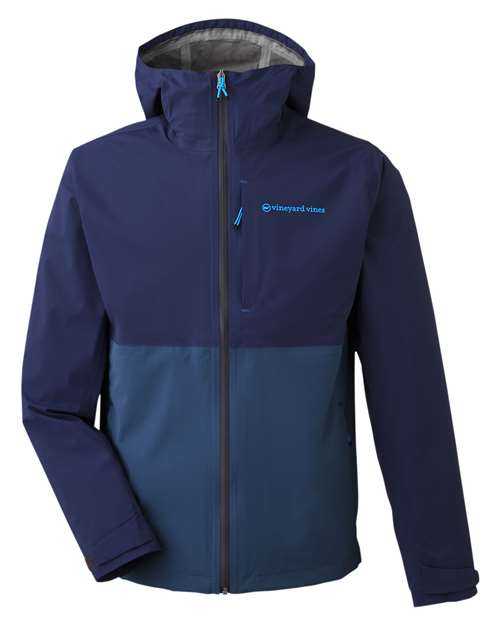 vineyard vines Men's On-The-Go Packable Rain Shell in Blue Blazer