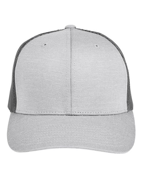 Team 365 Zone Performance Trucker Cap by Yupoong in Athletic Heather/Sport Graphite
