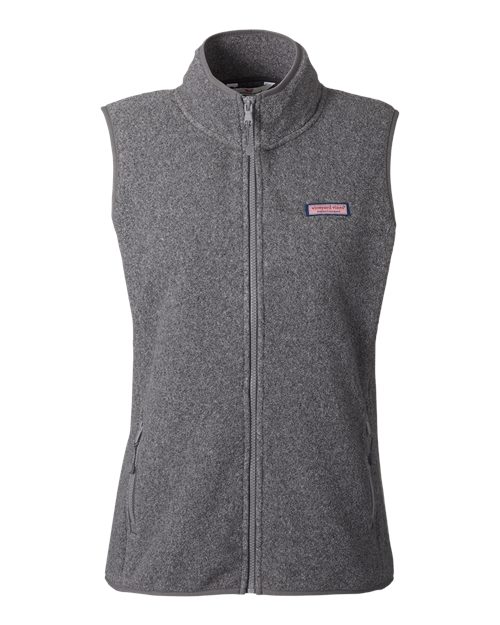 vineyard vines Women's Harbor Fleece Vest in Charcoal Heather, front view