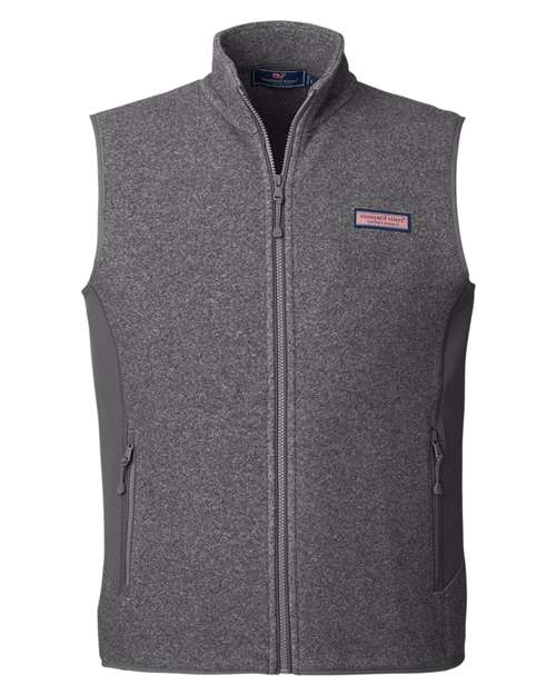 vineyard vines Men's Harbor Fleece Vest in Charcoal Heather, front view