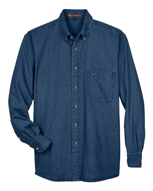 Harriton Men's Tall Denim Shirt in Dark Denim