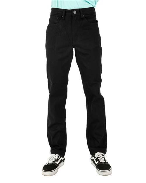 Shaka Wear Shaka Wear Unisex Denim Straight-Leg Jeans with Custom Logo in Black_30, front view on model