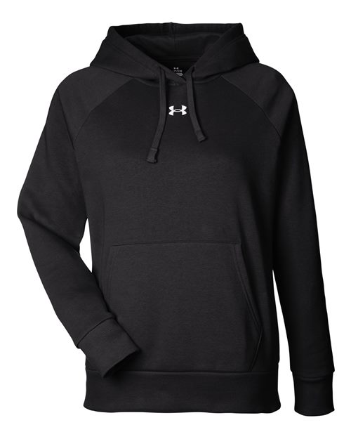 Under Armour Women's Rival Fleece Hooded Sweatshirt in Black/White