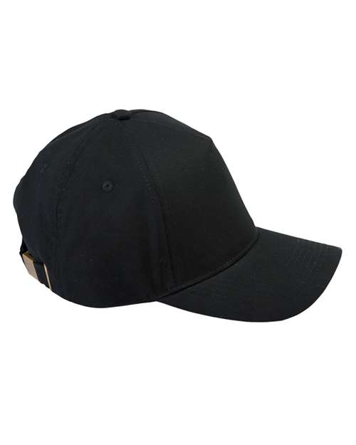Big Accessories Five-Panel Brushed Twill Cap in Black, front view