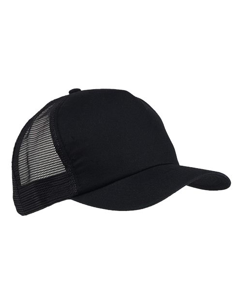 Big Accessories Twill Trucker Cap in Black, front view