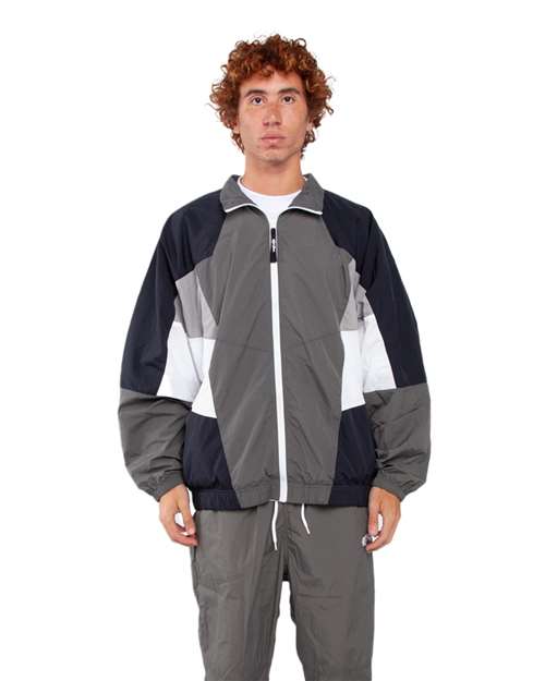 Shaka Wear Unisex Nylon Track Jacket in Grey
