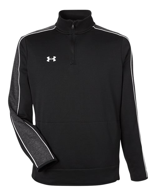 Under Armour Men's Command 2.0 Quarter-Zip Pullover in Black/White, front view