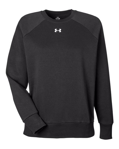 Under Armour Women's Rival Fleece Crewneck Sweatshirt in Black/White