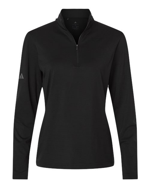 Adidas Women's Textured Stripe Quarter-Zip Pullover in Black