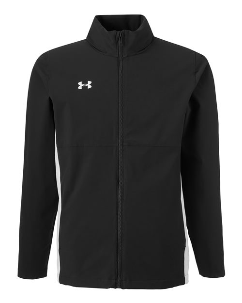 Under Armour Men's Rival Stretch Jacket in Black/White, front view
