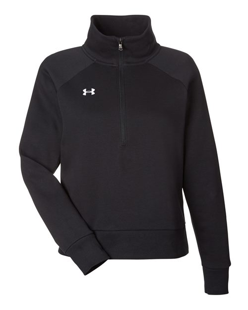 Under Armour Women's Rival Fleece Half-Zip Pullover in Black/White