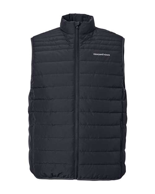 vineyard vines Men's Mountain Weekend Puffer Vest in Jet Black, front view