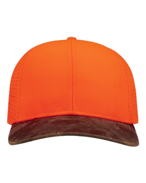 DRI DUCK Covert Trucker Cap in Blaze, front view