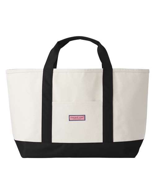 vineyard vines Captain Water-Resistant Cotton Canvas Tote Bag in Black