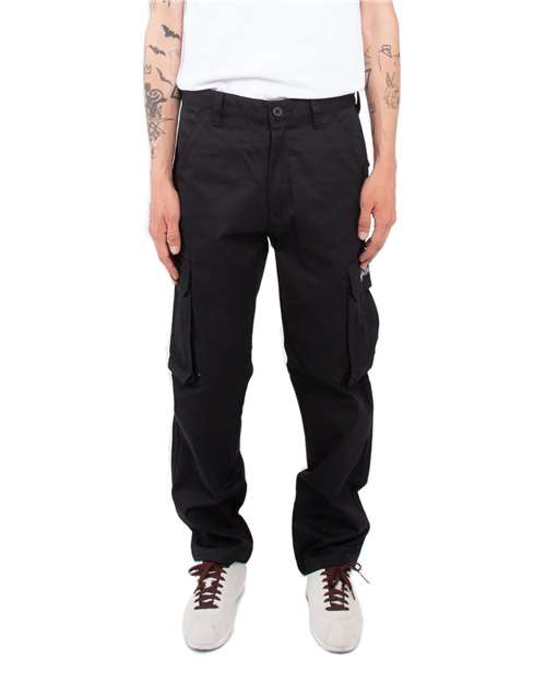 Shaka Wear Shaka Wear Unisex Twill Cargo Pants with Custom Logo in Black_28, front view on model