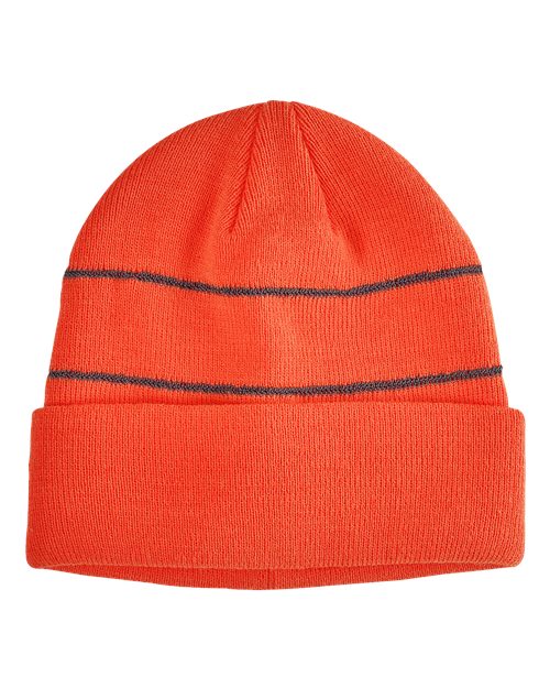 Big Accessories Reflective Cuffed Beanie in Neon Orange