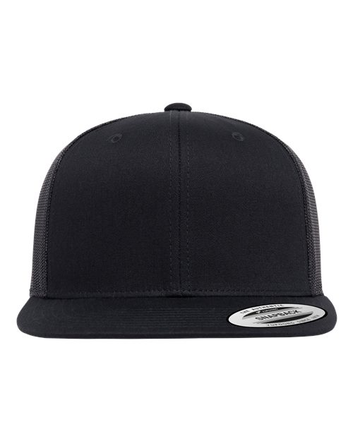 YP Classics Retro High Profile Trucker Cap in Black