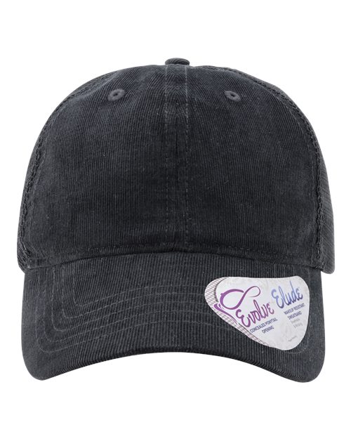 Infinity Her Women's Corduroy Cap in Black/Black Leopard/Black, front view
