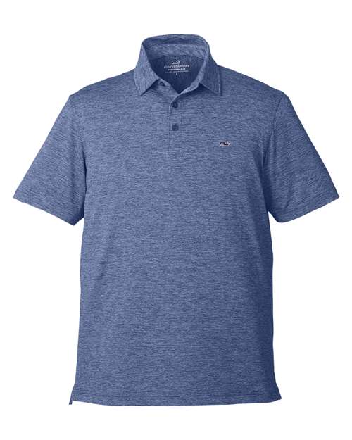 vineyard vines Men's Destin Stripe Sankaty Polo in Blue Depth, front view