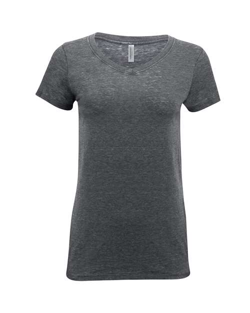 Threadfast Apparel Women's Vintage Dye V-Neck T-Shirt in Vintage Charcoal
