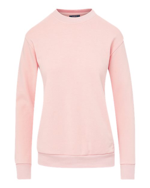 MV Sport Women's Raelynn Cloud Fleece Crewneck Sweatshirt in Cameo Pink, front view