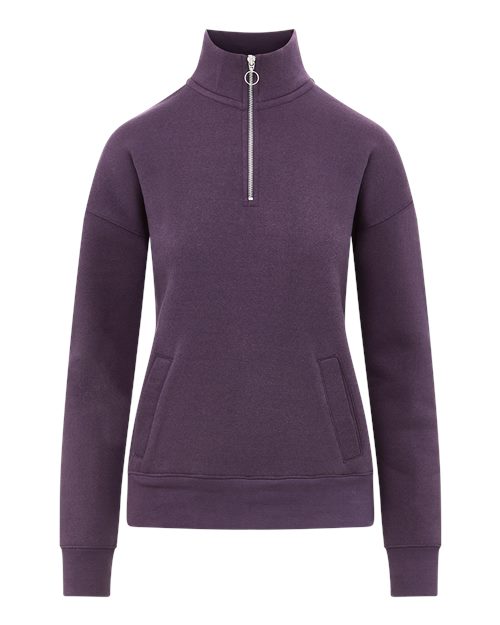 MV Sport Women's Cloud Fleece Quarter-Zip Sweatshirt in Eggplant, front view