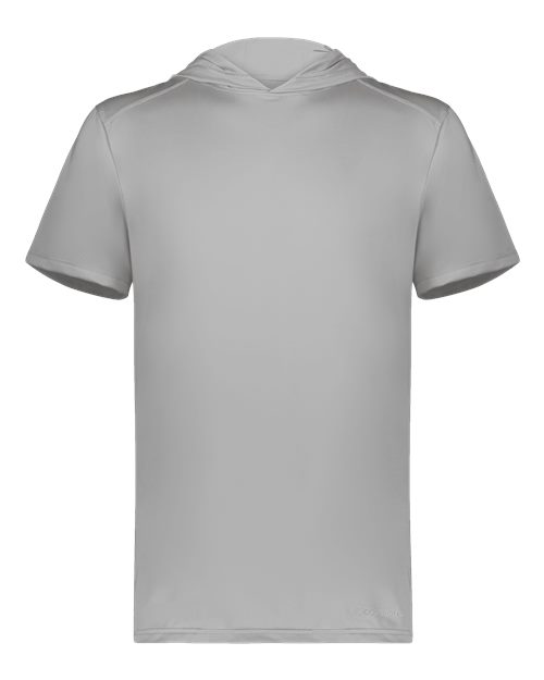 Holloway Men's Hooded T-Shirt Powered by Coolcore in Athletic Grey, front view