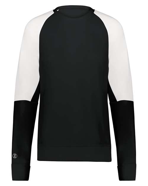 Holloway Women's Momentum Team Crewneck Sweatshirt in Black/White, front view