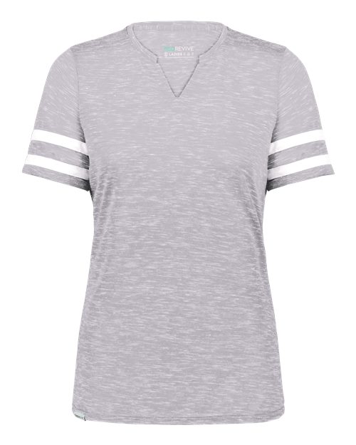 Holloway Women's Eco Revive™ Monterey V-Neck T-Shirt in Athletic Heather/White